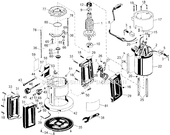 Page A Diagram and Parts List for 7612 Type 2 Black and Decker Router